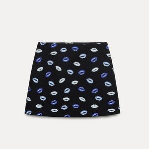 NWOT Zara blue and black kiss skirt XS